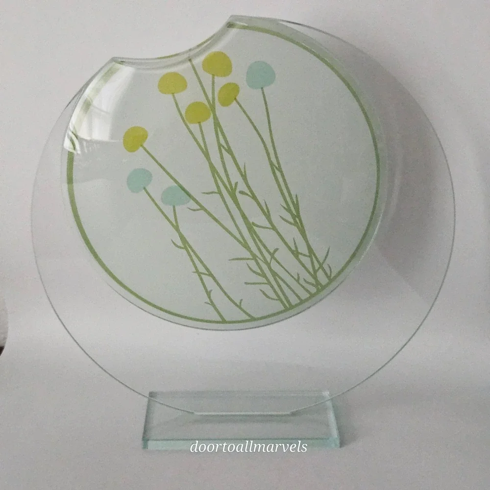 VTG Suspended Art Glass Vase Botanical Allium Floral 10.75